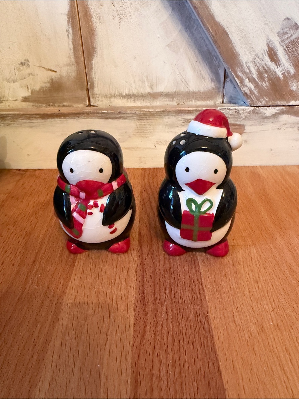 Avon Black, White & Red Penguin Salt and Pepper Shakers